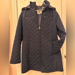 Laundry By Design Navy Quilted Outerwear Jacket with Pockets Thin Coat